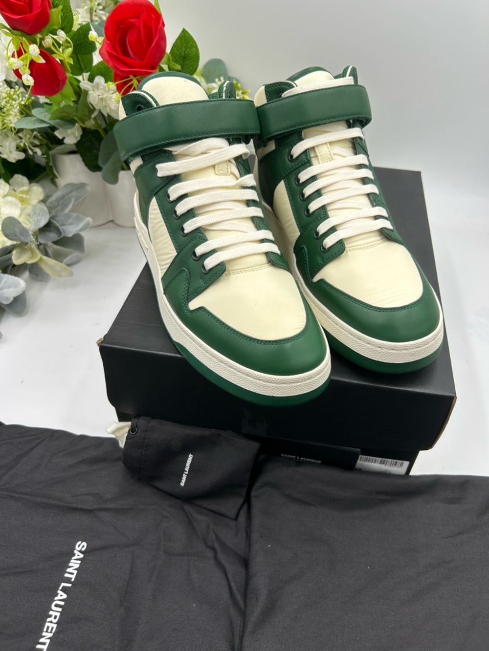 Men's Saint Laurent LAX high top leather sneakers size 42/9 US made in Italy - Picture 12 of 12